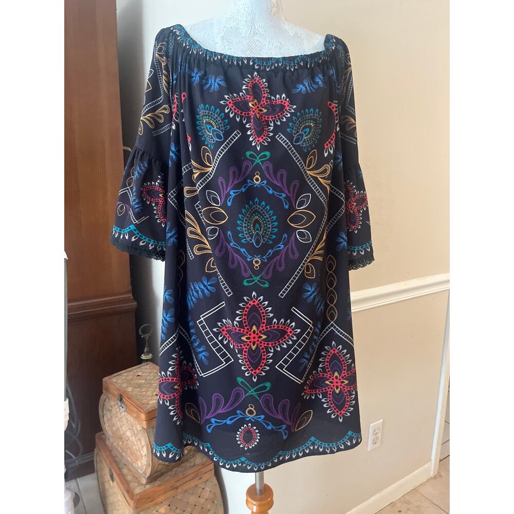 Flying Tomato brand off-the-shoulder embroidered tunic dress 1X - Picture 2 of 4